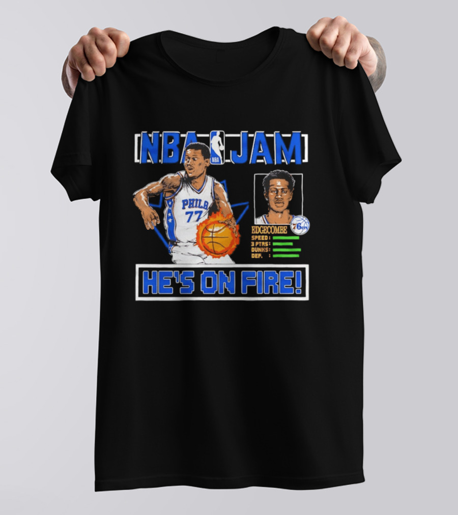 NBA Jam VJ Edgecombe Philadelphia 76ers He's On Fire T-Shirt