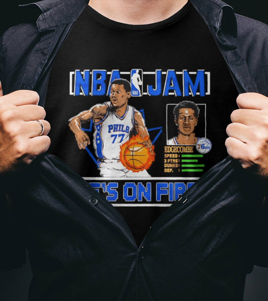NBA Jam VJ Edgecombe Philadelphia 76ers He's On Fire T-Shirt