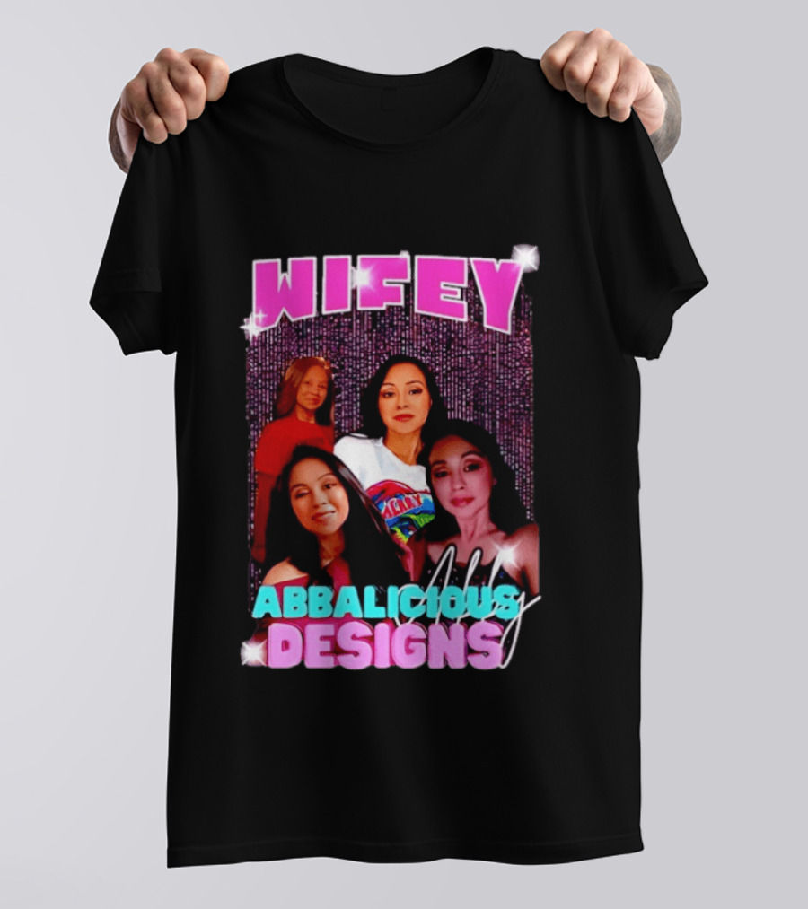 Wifey Abbalicious Designs Pink And Blue Bold Typography With Stylish Women T-Shirt
