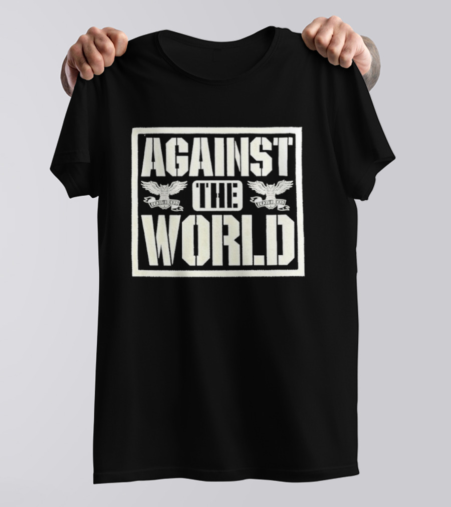 Against The World Eagle Motif T-Shirt