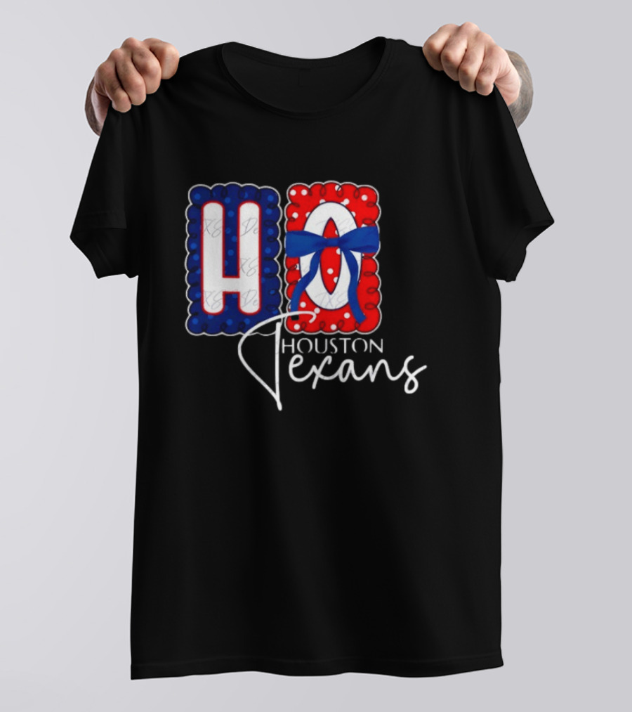Houston Texans Football HOU Blue Red Bow T-Shirt