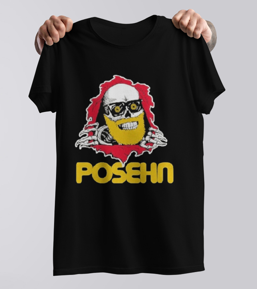 Brian Posehn Bonez Skull Design With Glasses And Yellow Beard T-Shirt