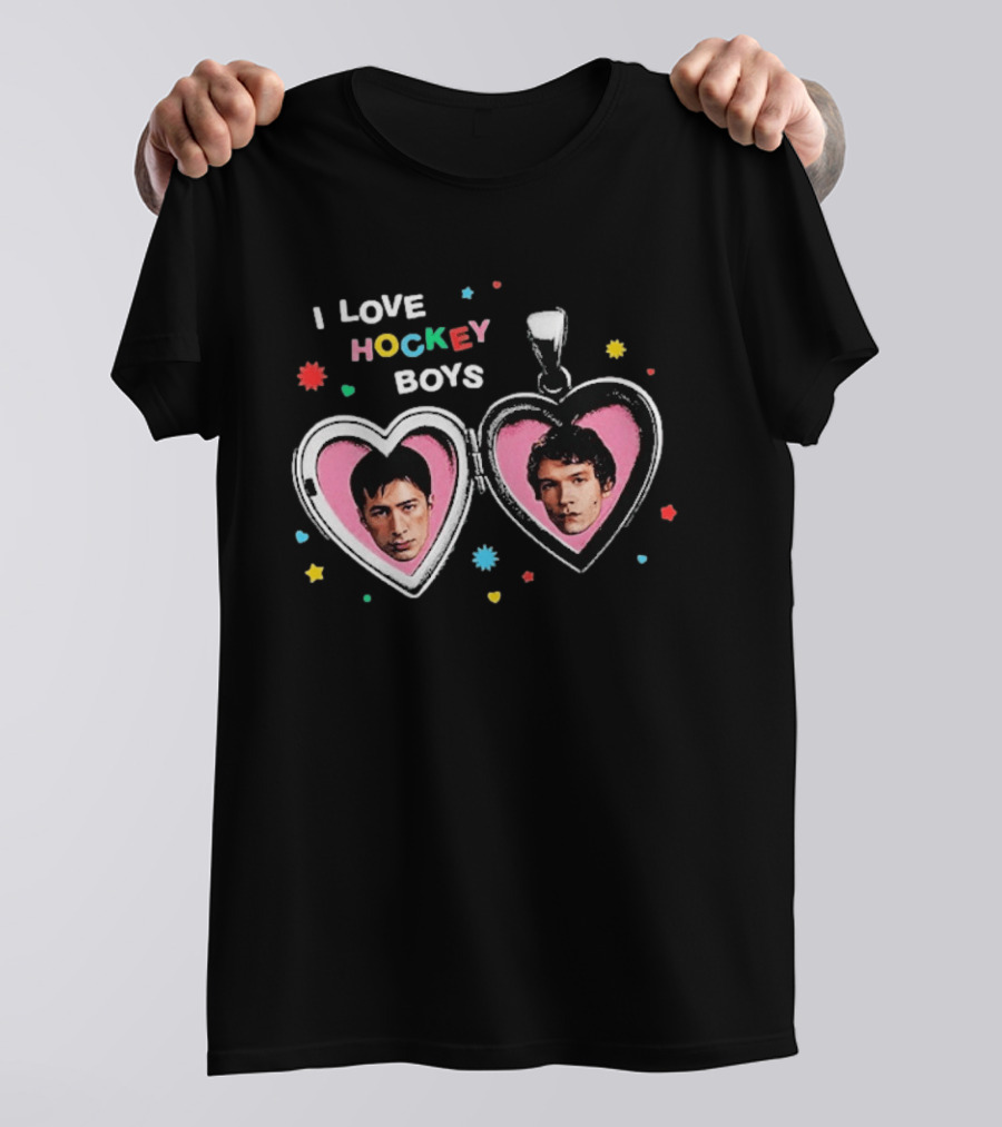 I Love Hockey Boys Shane Hollander Ilya Rozanov Heart Locket T-Shirt