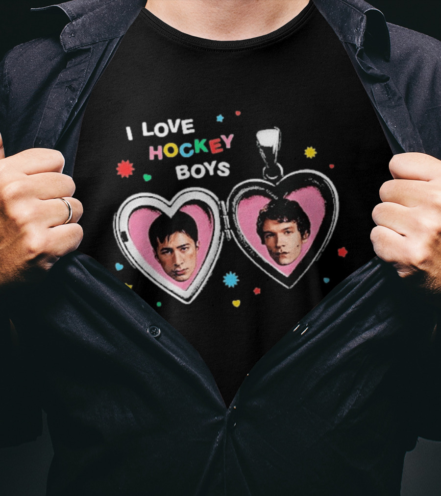 I Love Hockey Boys Shane Hollander Ilya Rozanov Heart Locket T-Shirt