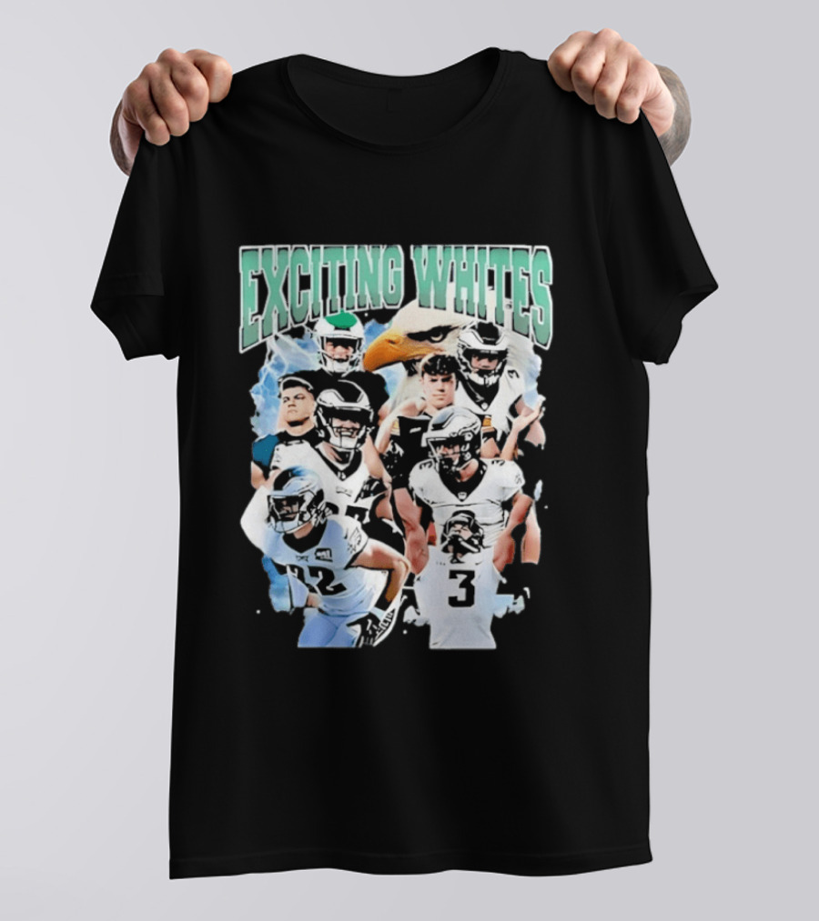Philadelphia Eagles Exciting Whites Players And Eagle T-Shirt