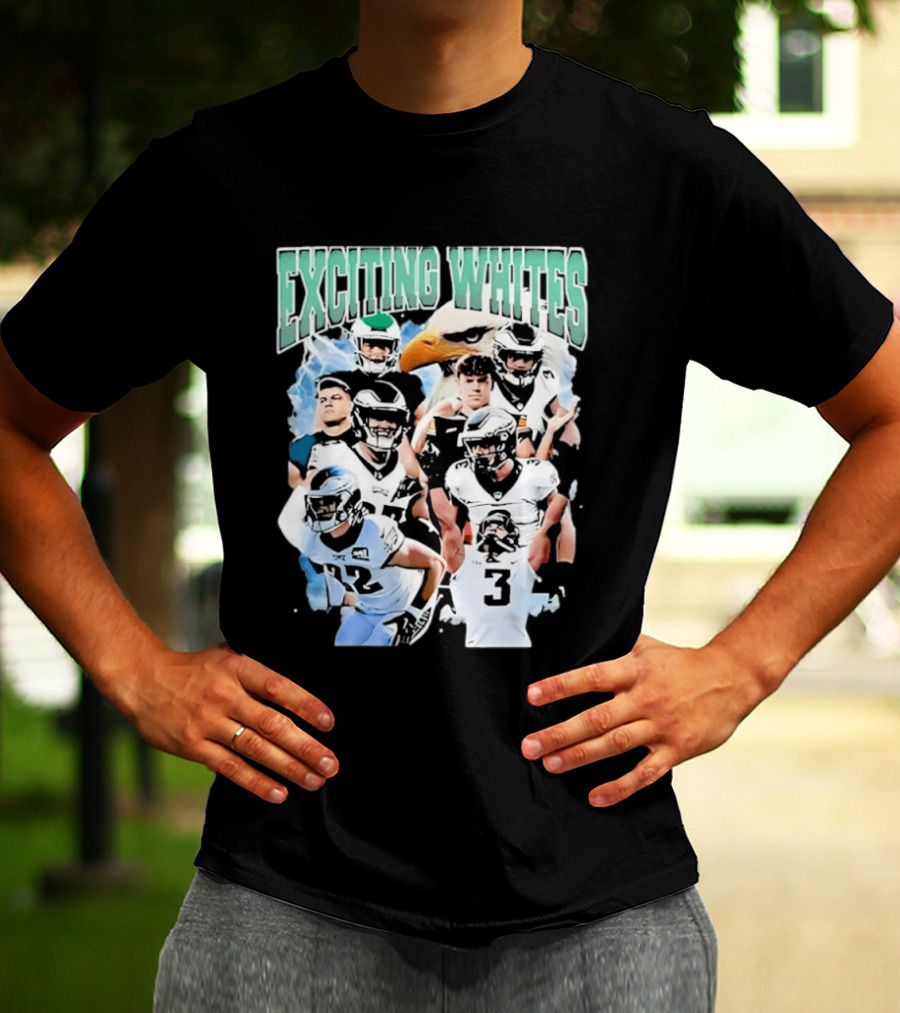 Philadelphia Eagles Exciting Whites Players And Eagle T-Shirt