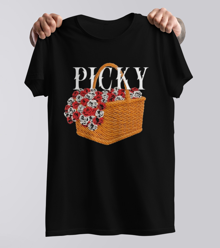 Picky Basket Of Red And White Roses T-Shirt