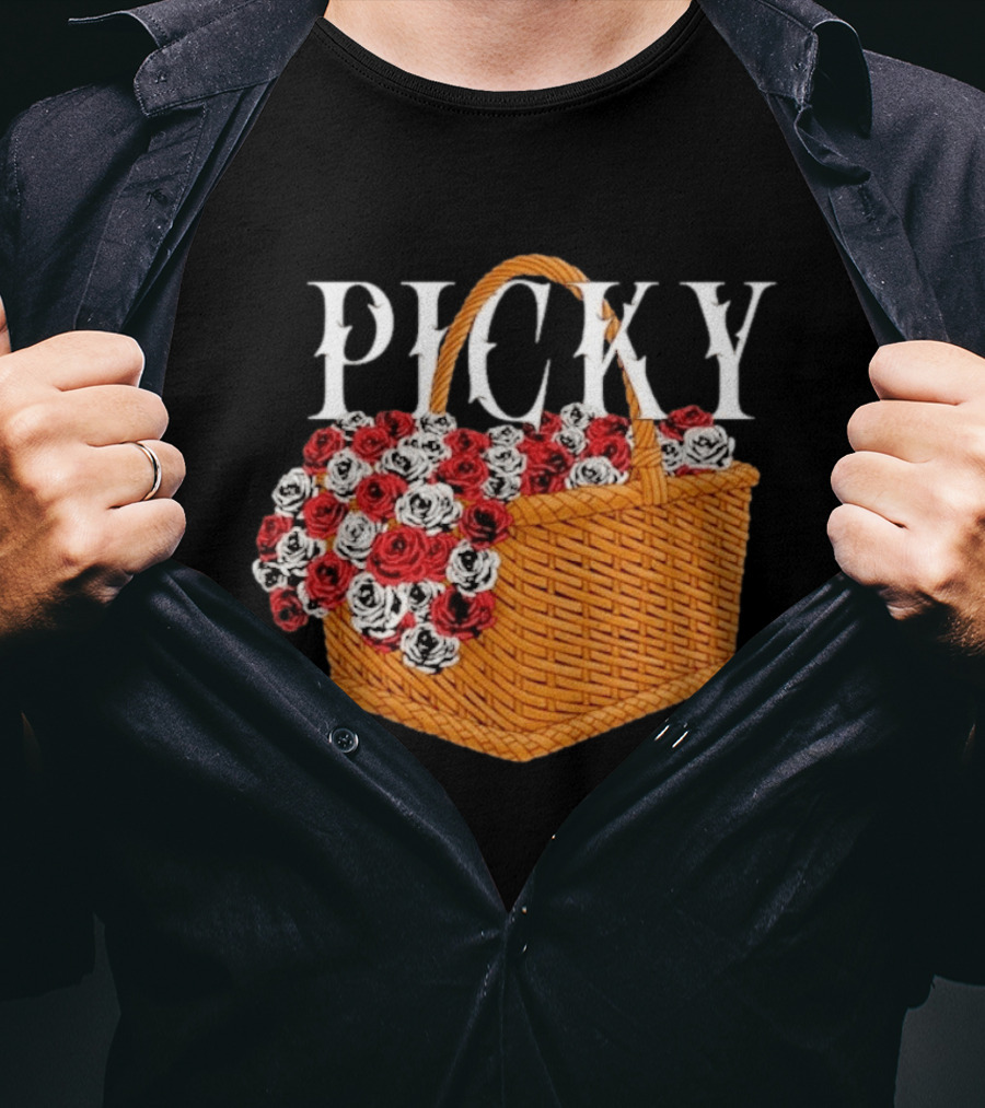 Picky Basket Of Red And White Roses T-Shirt