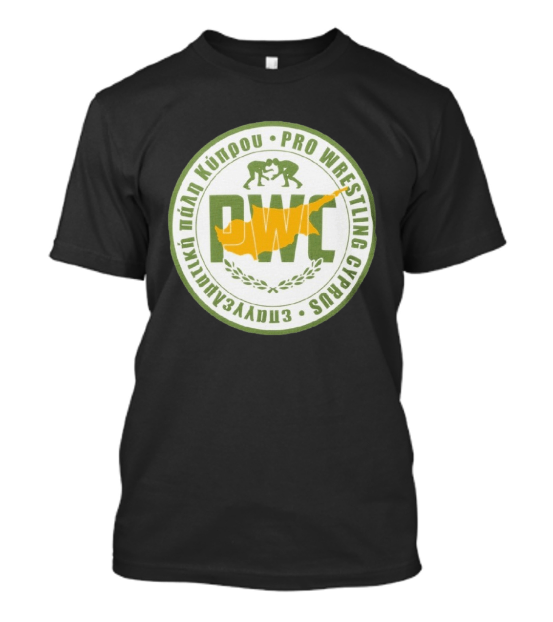Pro Wrestling Cyprus Grappling Emblem With PWC And Cyprus Map T-Shirt