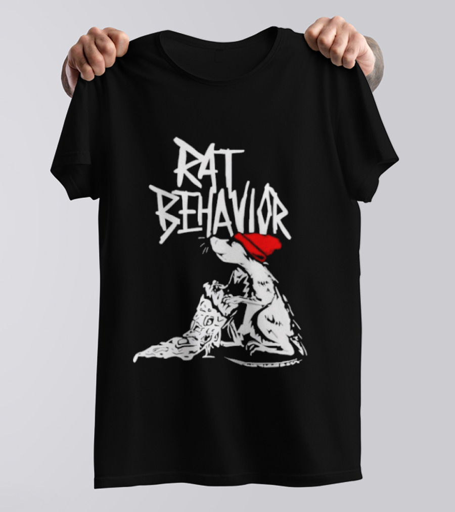 Rat Behavior Graphic With Red Hat And White Rat T-Shirt