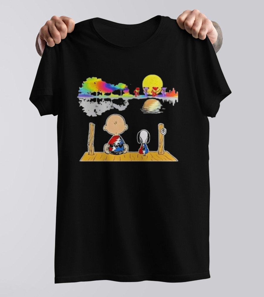 Charlie Brown Snoopy Grateful Dead Dancing Bears Reflective Scene T-Shirt