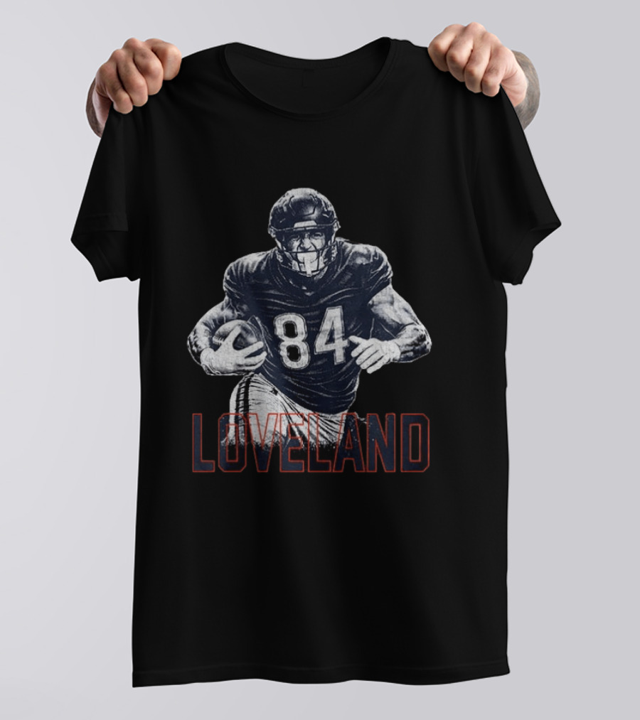 Colston Loveland 84 Chicago Bears Football Player Halftone T-Shirt