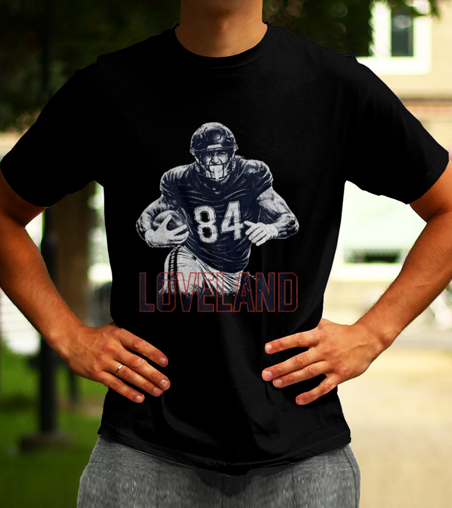 Colston Loveland 84 Chicago Bears Football Player Halftone T-Shirt