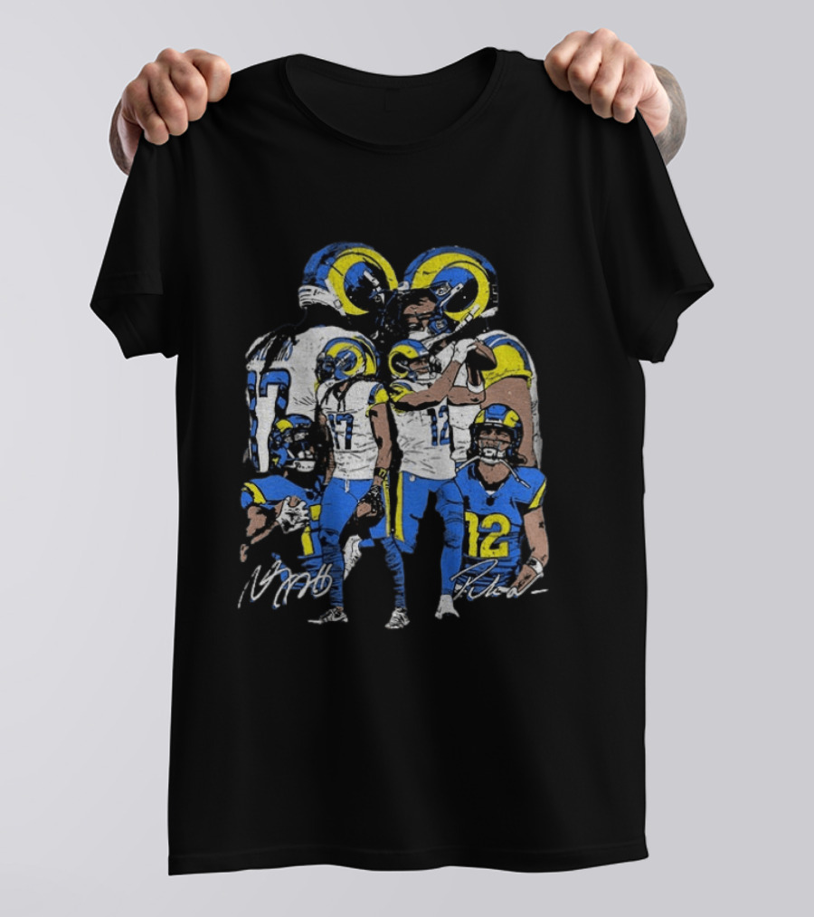 Los Angeles Rams Davante Adams Puka Nacua Signatures NFL Football T-Shirt