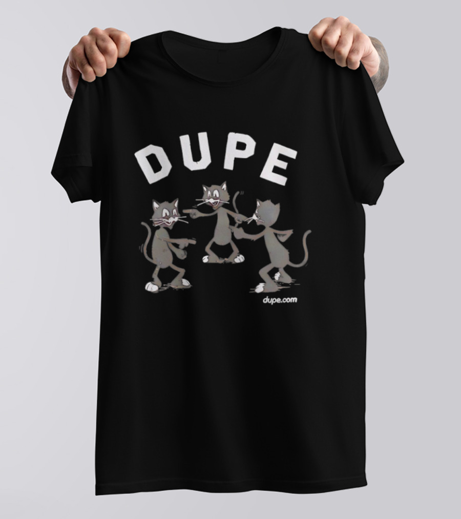 DUPE Dancing Black Cats Retro Cartoon T-Shirt