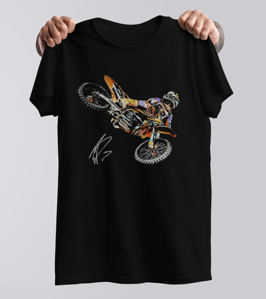 Eli Tomac AMA Supercross Anaheim1 Racing Autographed 2023 Motocross Champion T-Shirt