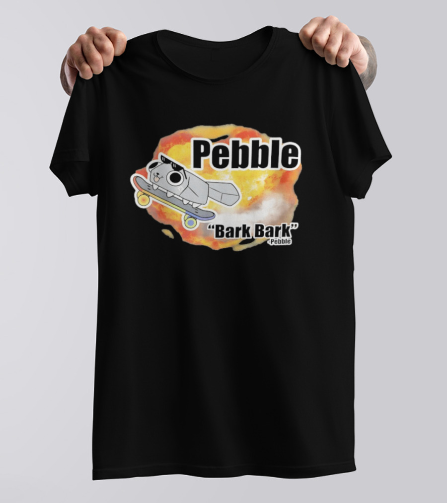 Pebble Bark Bark Skateboarding Cartoon Explosion T-Shirt