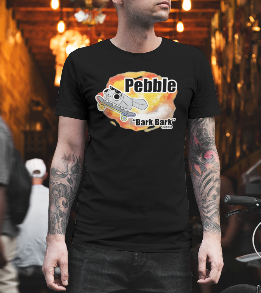 Pebble Bark Bark Skateboarding Cartoon Explosion T-Shirt