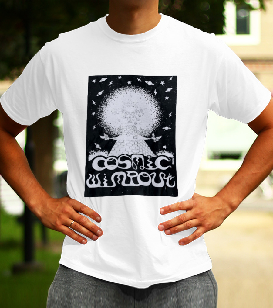 Cosmic Wimpout Psychedelic Pyramid Dice Explosion With UFOs And Stars T-Shirt