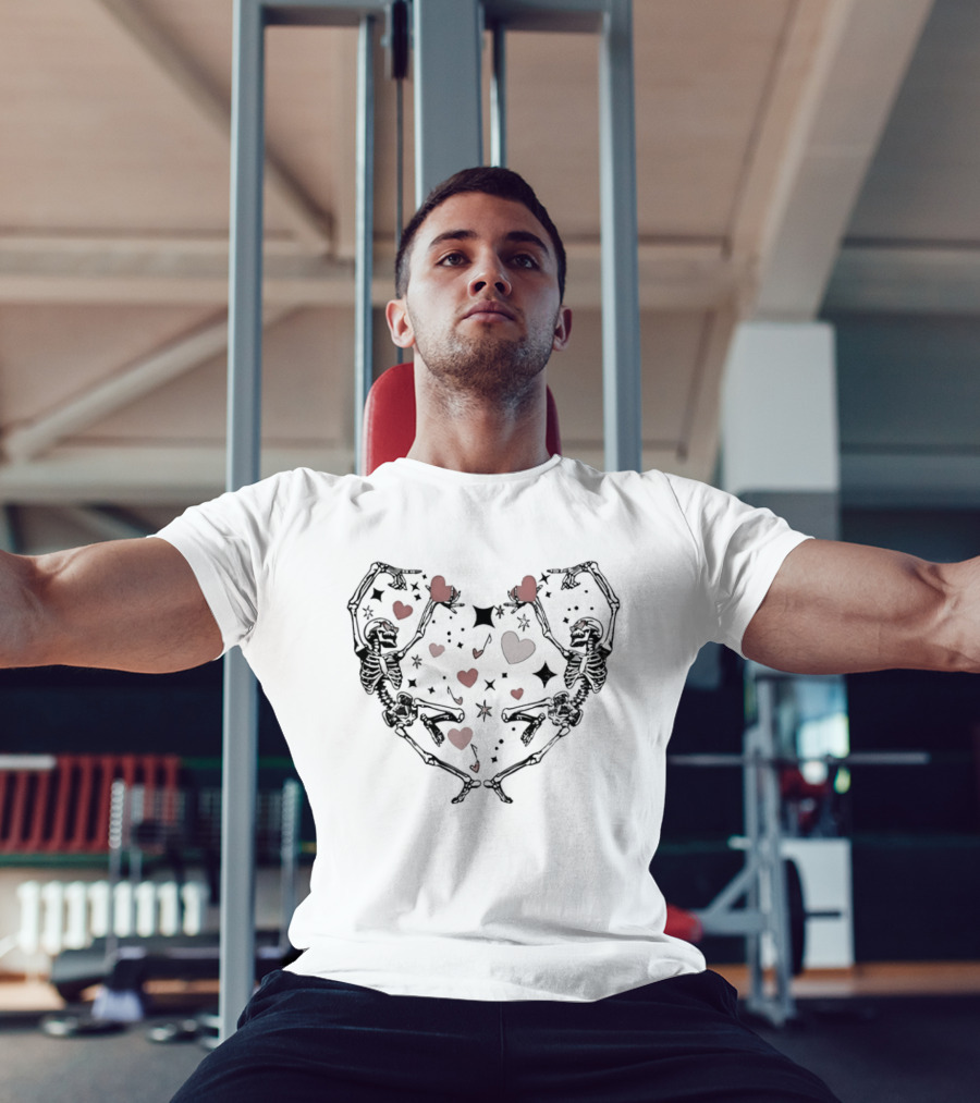 Dancing Skeletons Heart Valentine Love T-Shirt