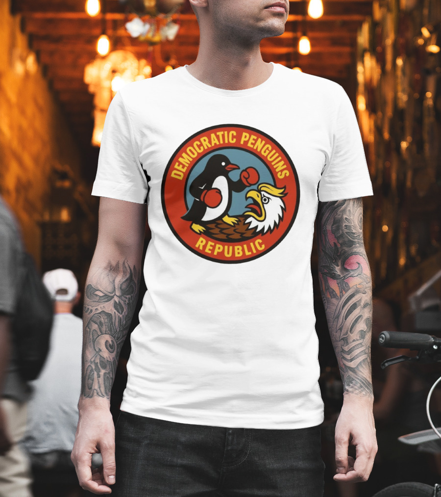 Democratic Penguins Republic Boxing Penguin Vs Eagle T-Shirt