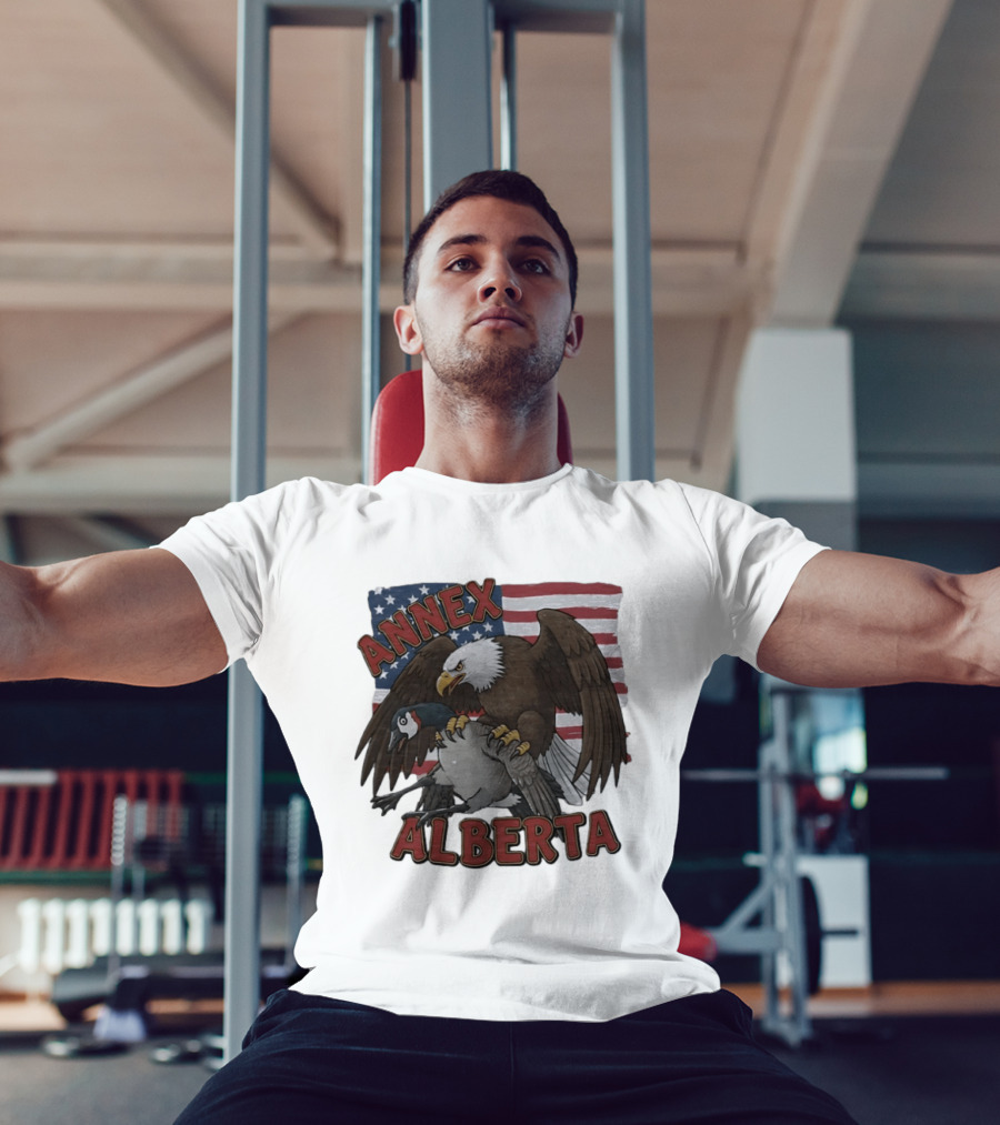Annex Alberta Eagle Holding Goose American Flag T-Shirt