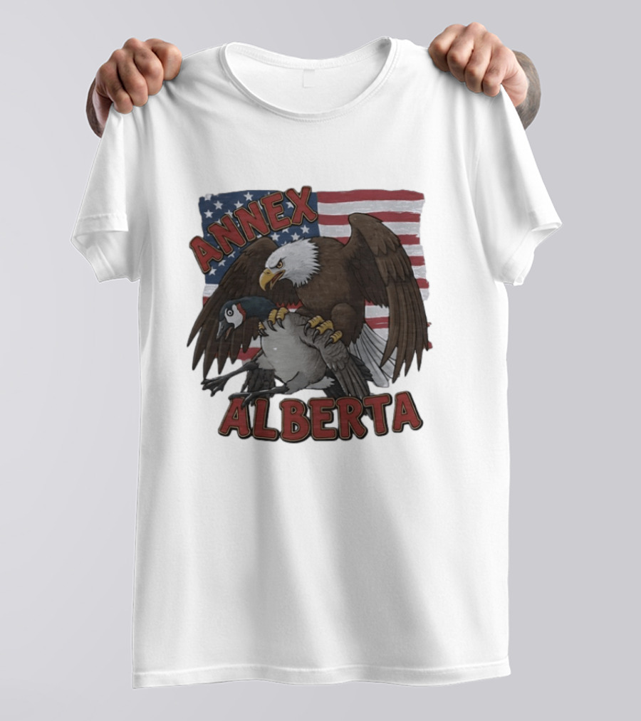 Annex Alberta Eagle Holding Goose American Flag T-Shirt