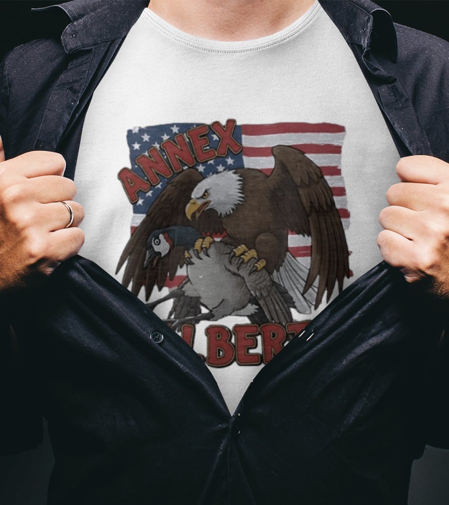 Annex Alberta Eagle Holding Goose American Flag T-Shirt