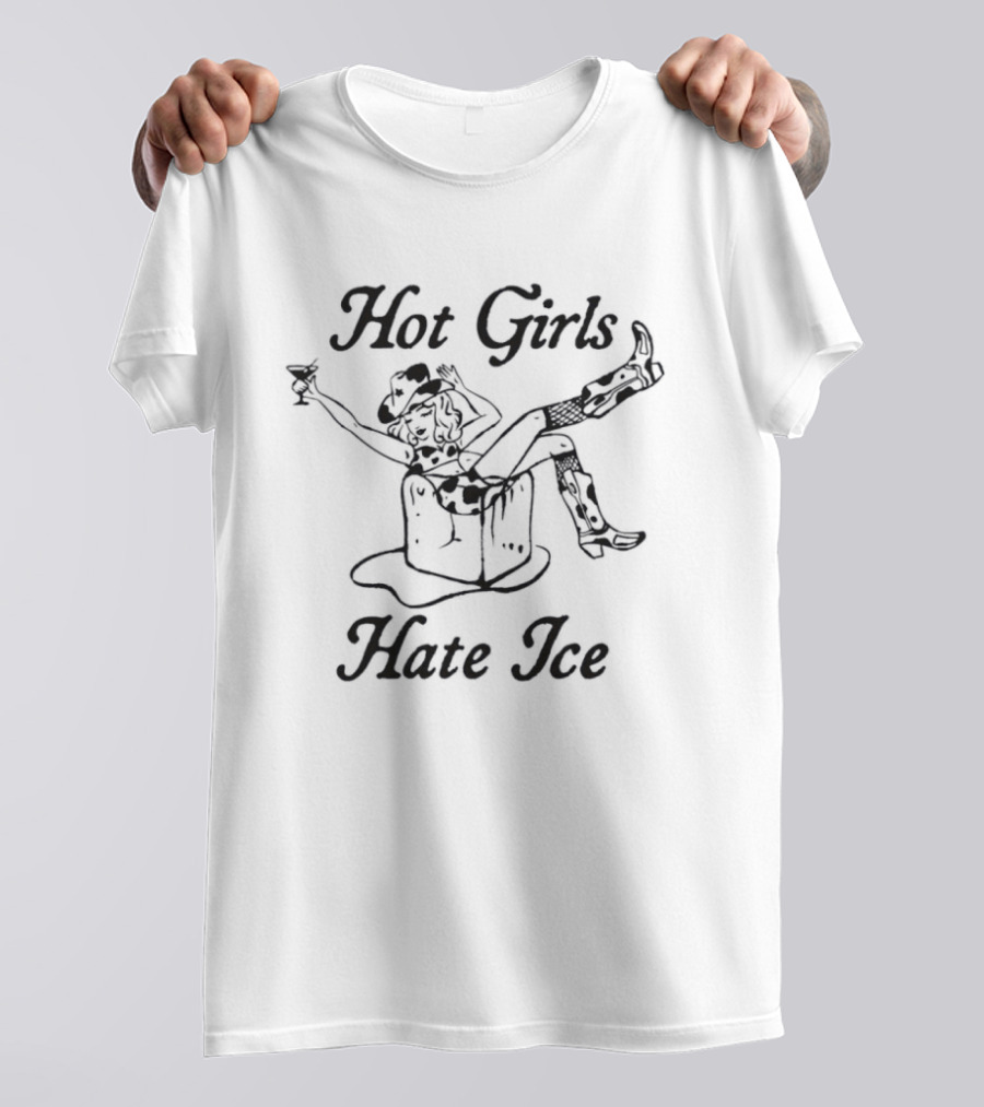 Hot Girls Hate Ice Cowgirl Boot Humor T-Shirt