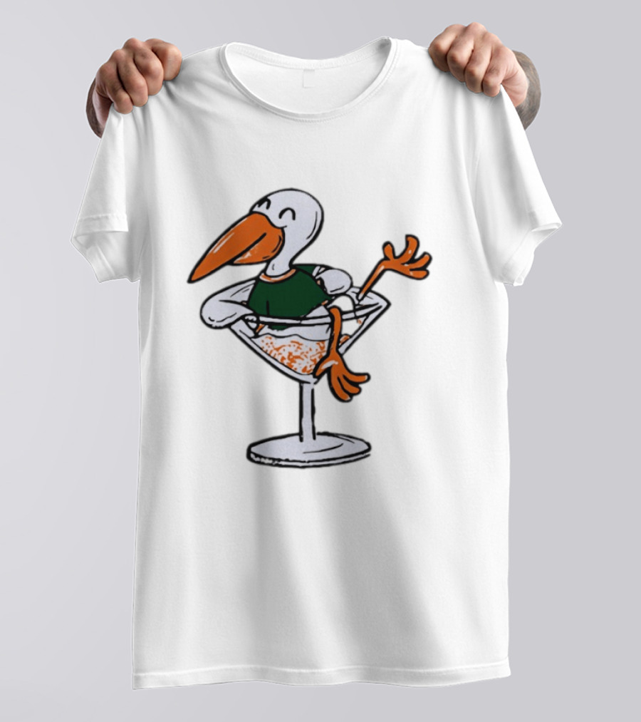 Miami Hurricanes Ibis Mascot In Cocktail Glass T-Shirt