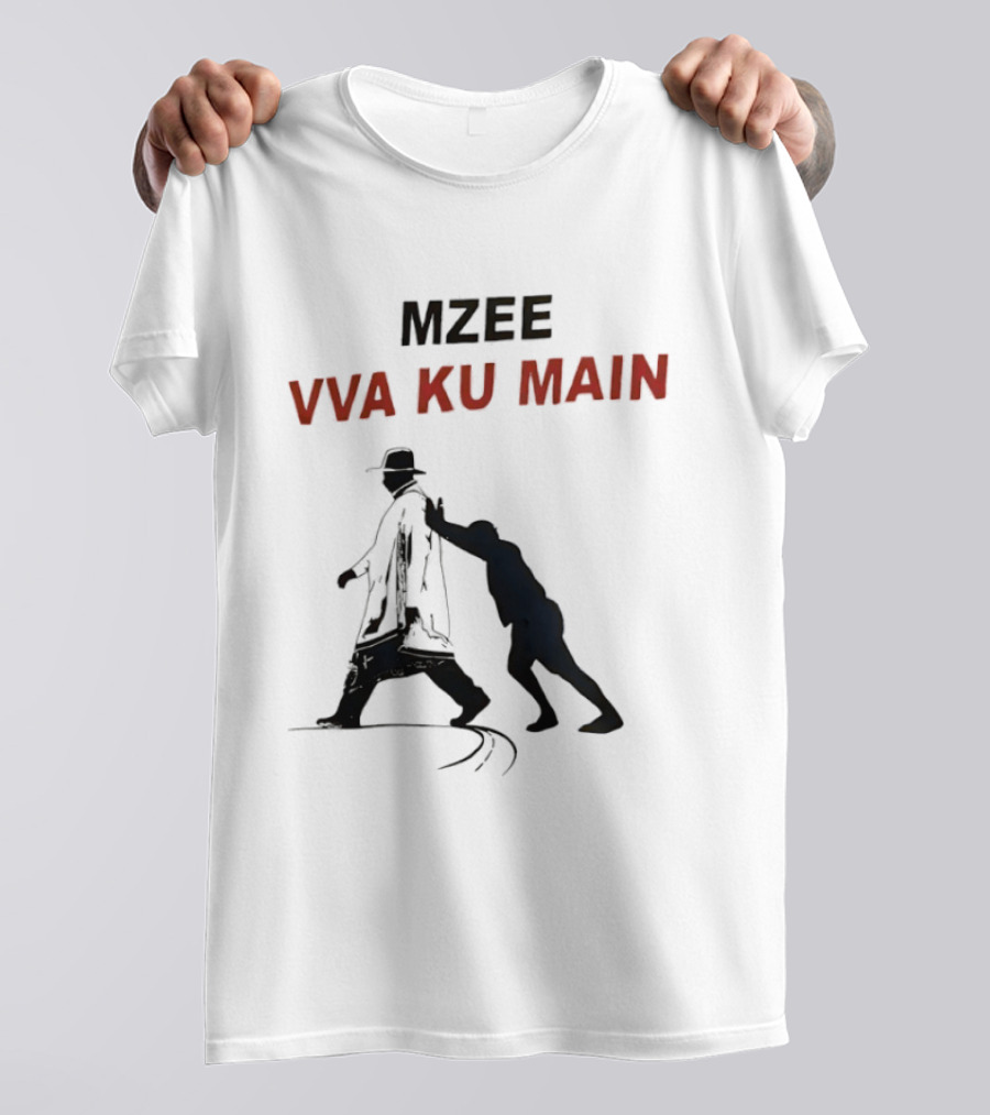 Mzee Vva Ku Main Silhouette With Walking Stick And Child T-Shirt