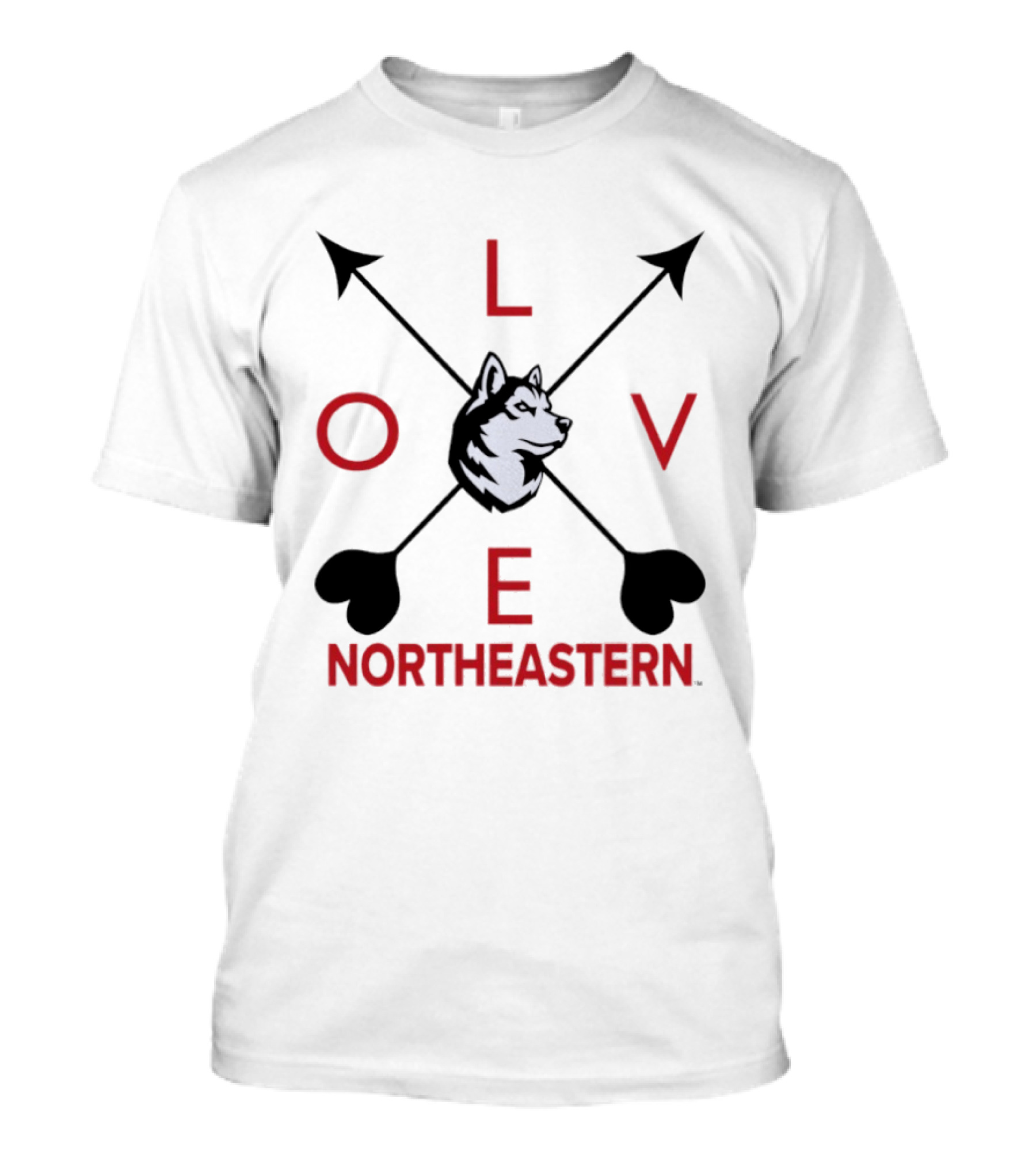 Northeastern Huskies Love Arrows Valentine's Day Gray Pullover T-Shirt