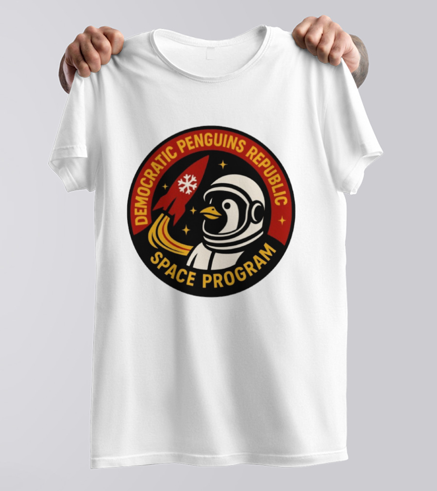 Democratic Penguins Republic Space Program Astronaut Penguin Rocket T-Shirt