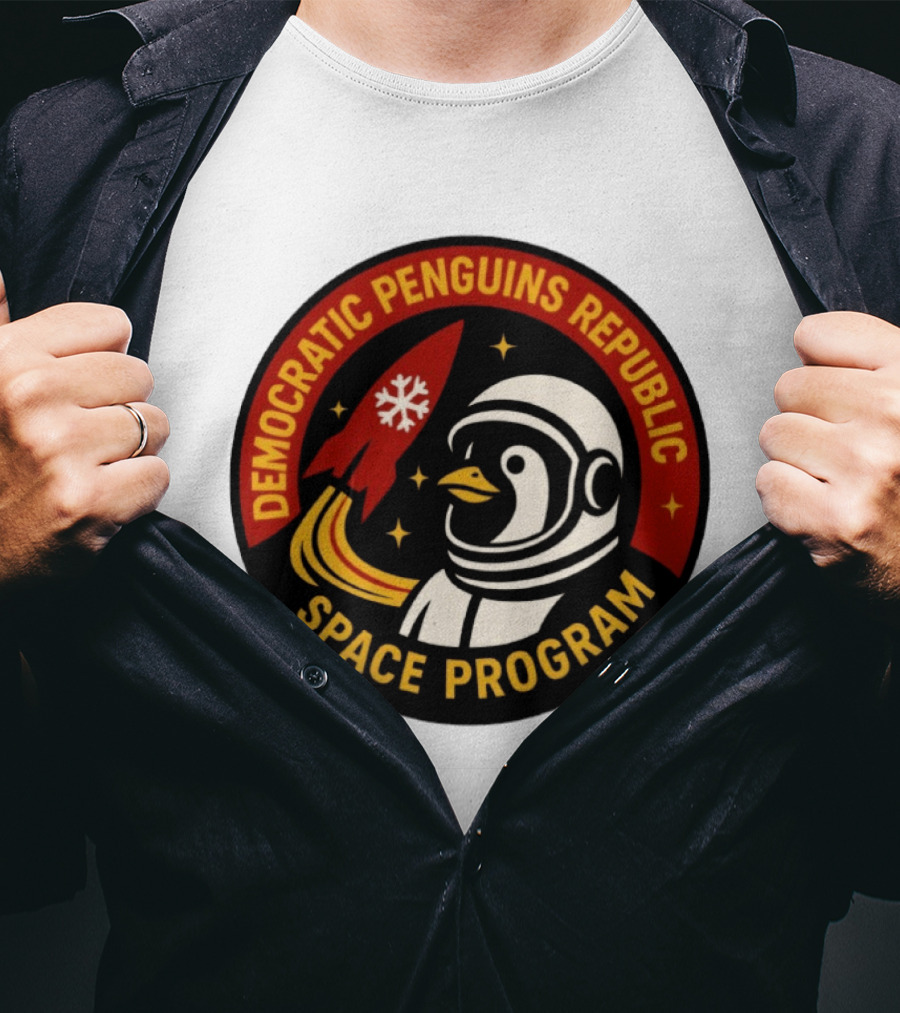 Democratic Penguins Republic Space Program Astronaut Penguin Rocket T-Shirt