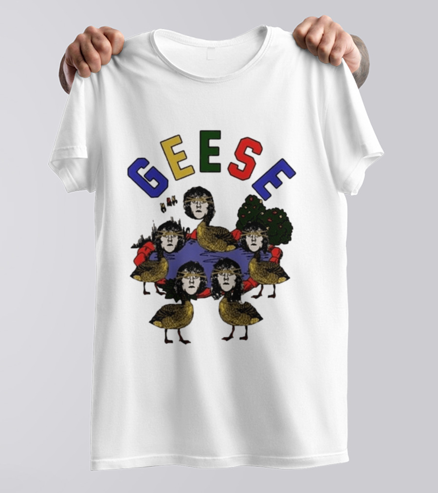 Geese Faces In Pond With Colorful Letters T-Shirt