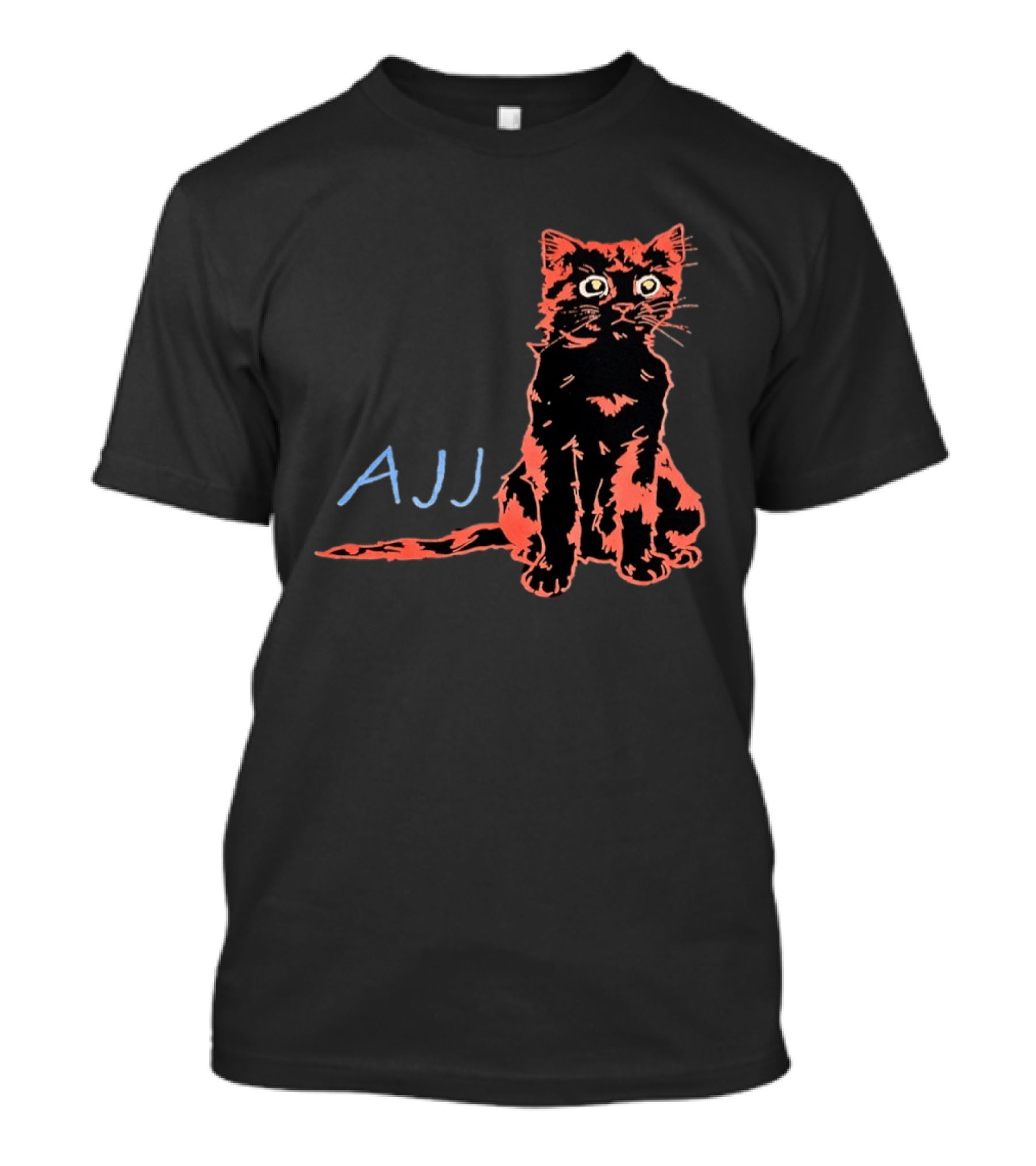 AJJ Cat Vibrant Cartoon Rock Band Merchandise T-Shirt