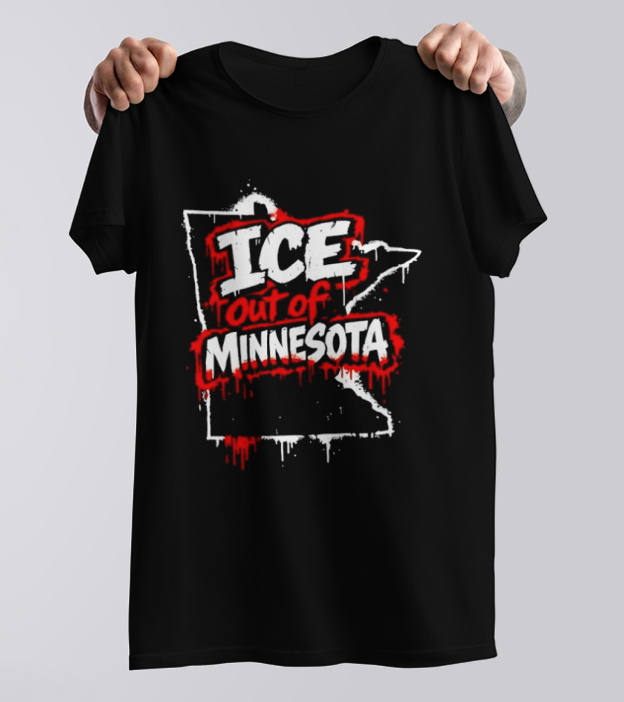 ICE Out Of Minnesota Bloody Map T-Shirt