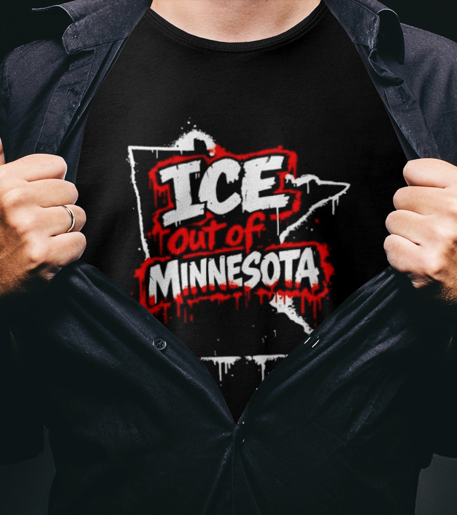 ICE Out Of Minnesota Bloody Map T-Shirt