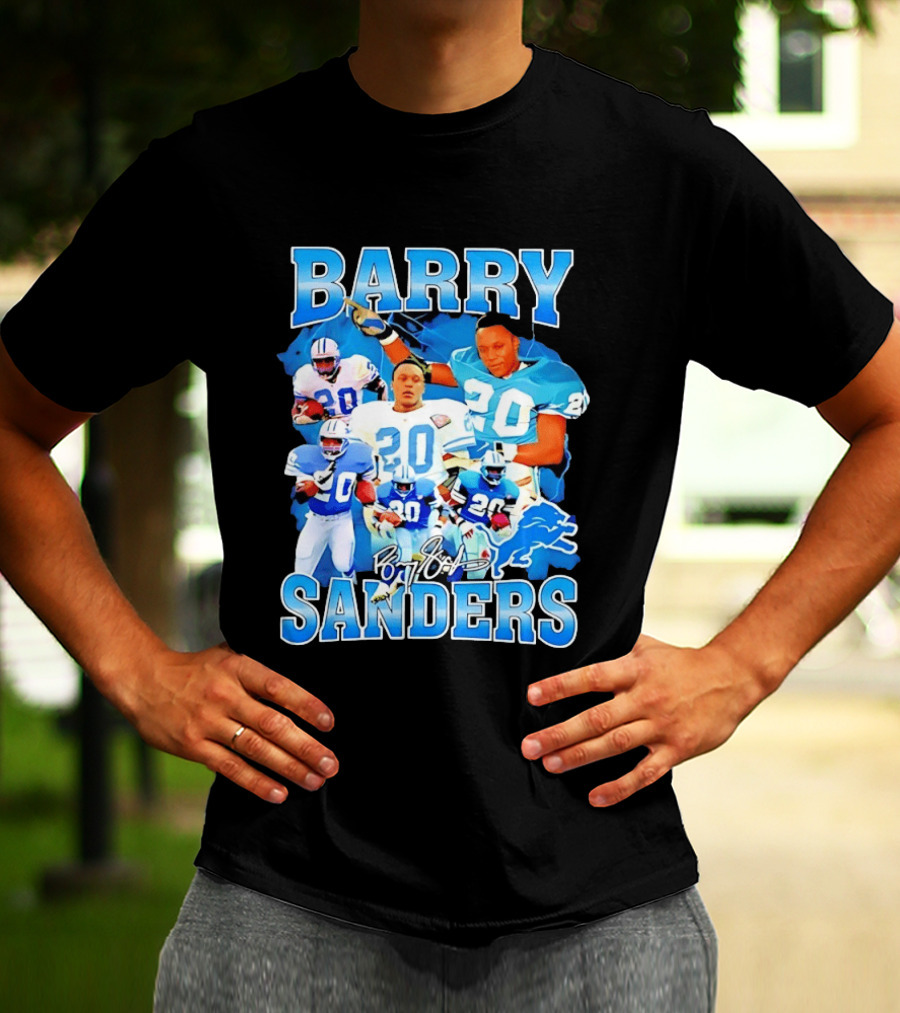 Barry Sanders 20 Detroit Lions Legend NFL Running Back Football T-Shirt