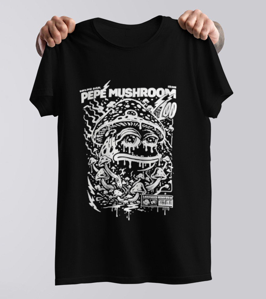 Pepe Mushroom Trippy Frog Motif T-Shirt