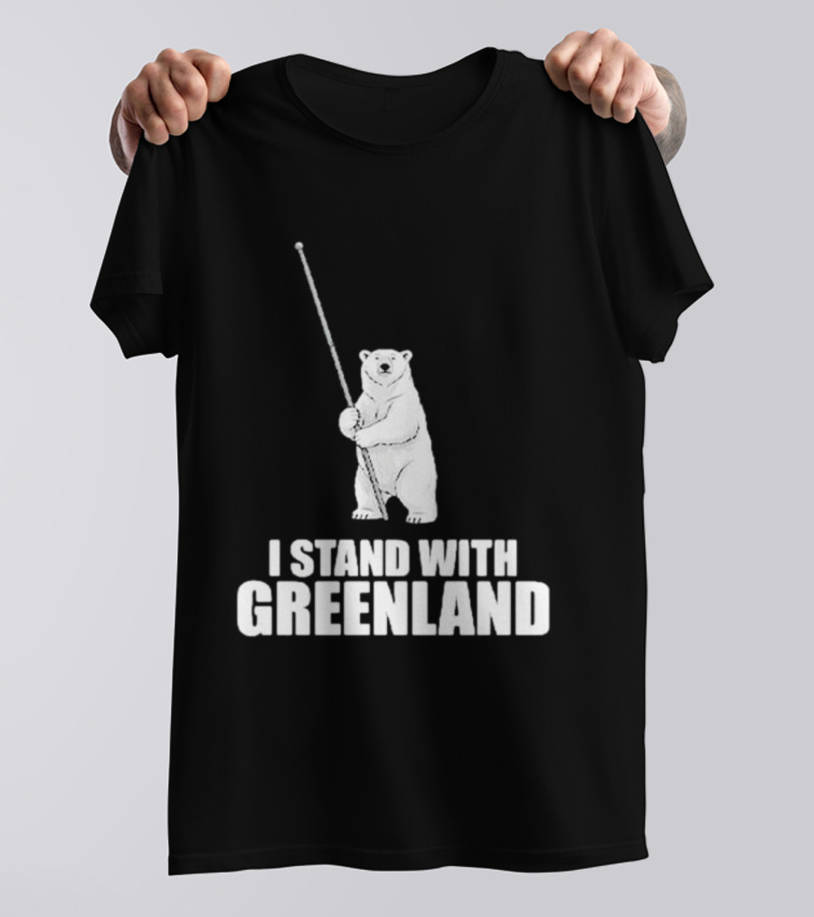 I Stand With Greenland Polar Bear Holding Staff T-Shirt