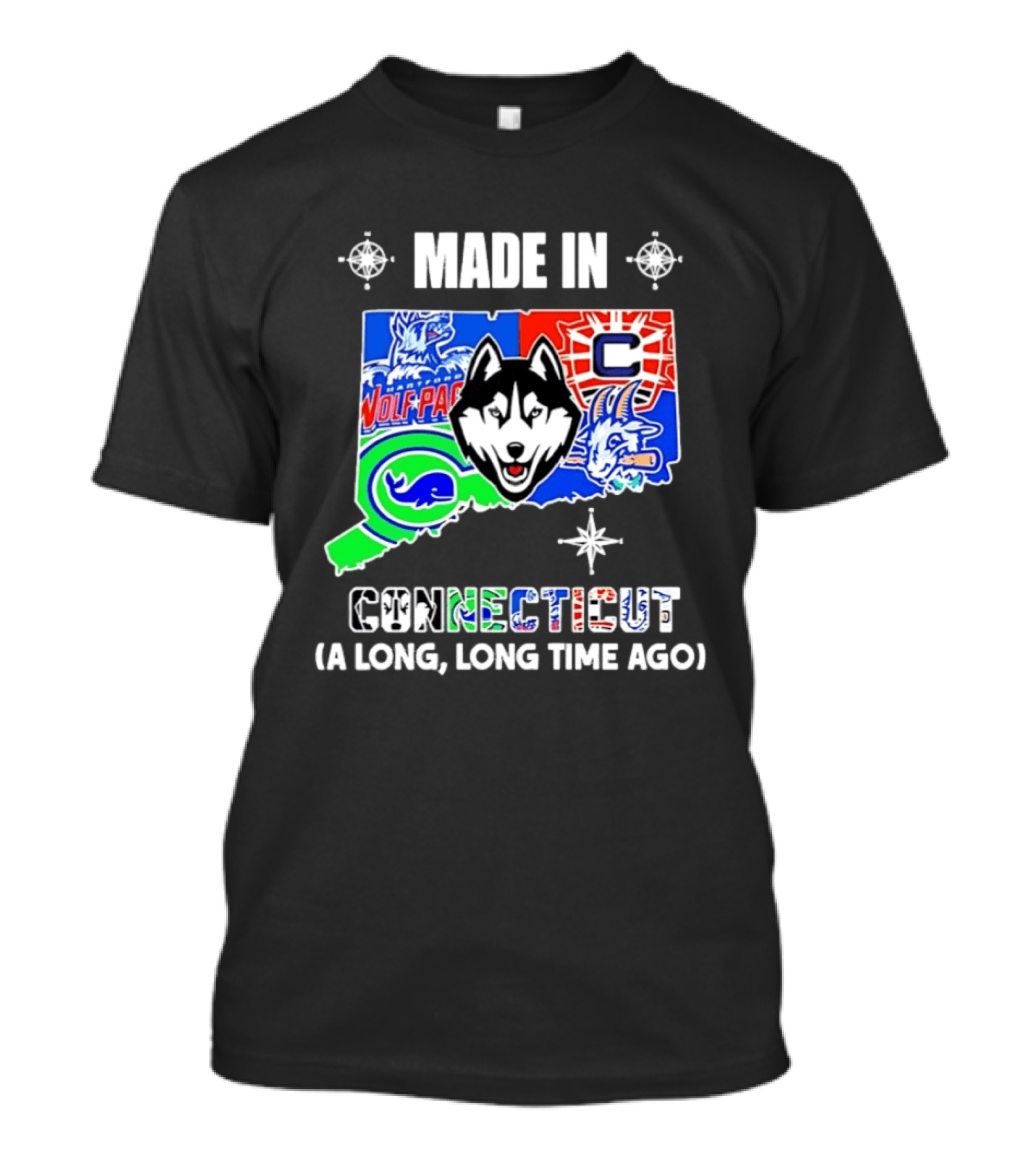 Made In Connecticut Wolf Pack Whale UConn Huskies A Long Long Time Ago T-Shirt