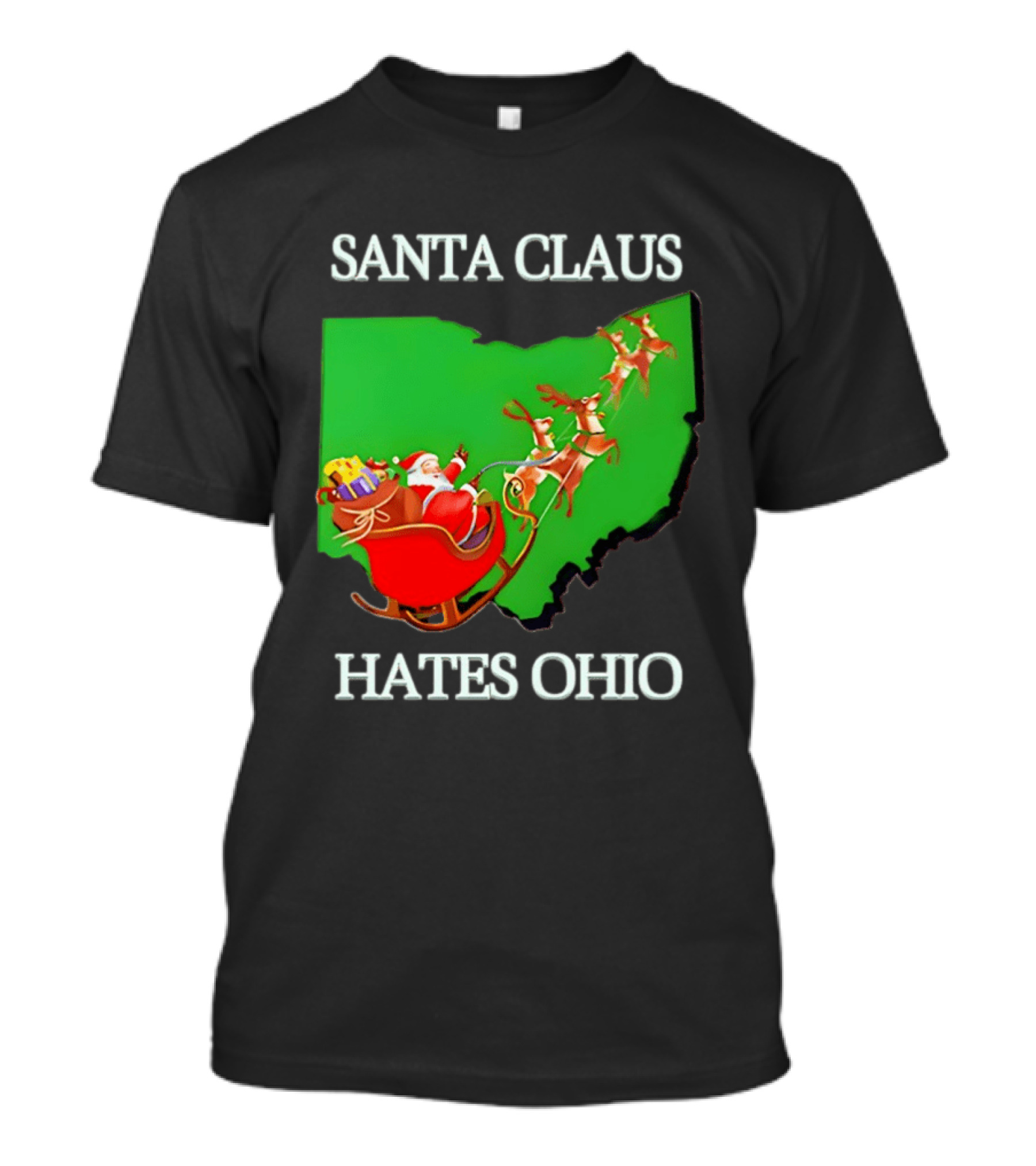 Santa Claus Hates Ohio Christmas Reindeer Sleigh Ohio State Buckeyes T-Shirt
