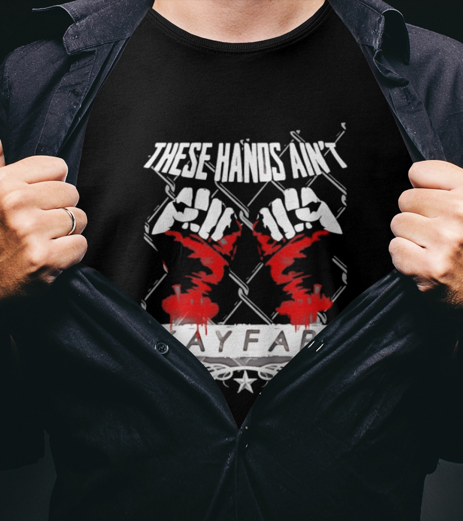 These Hands Ain't Kayfabe Bloody Knuckles With Chainlink Fence T-Shirt