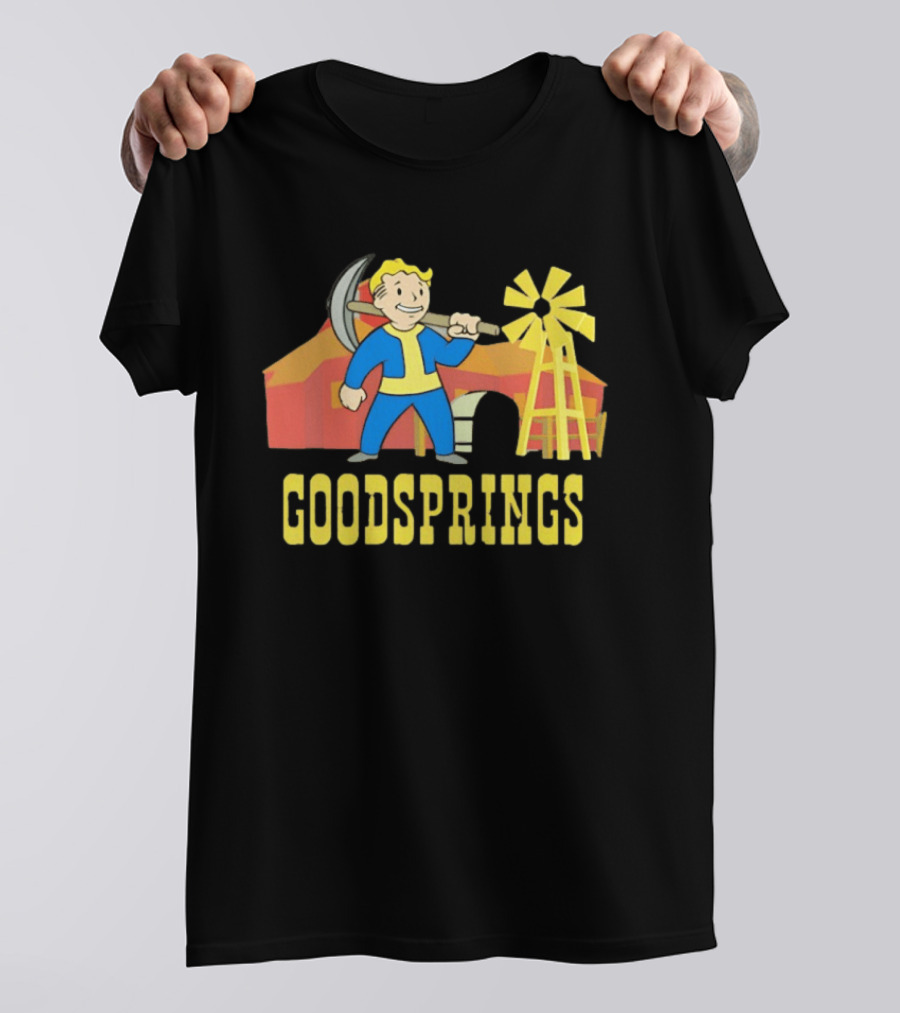 Vault Boy Goodsprings Fallout Windmill Pickaxe T-Shirt