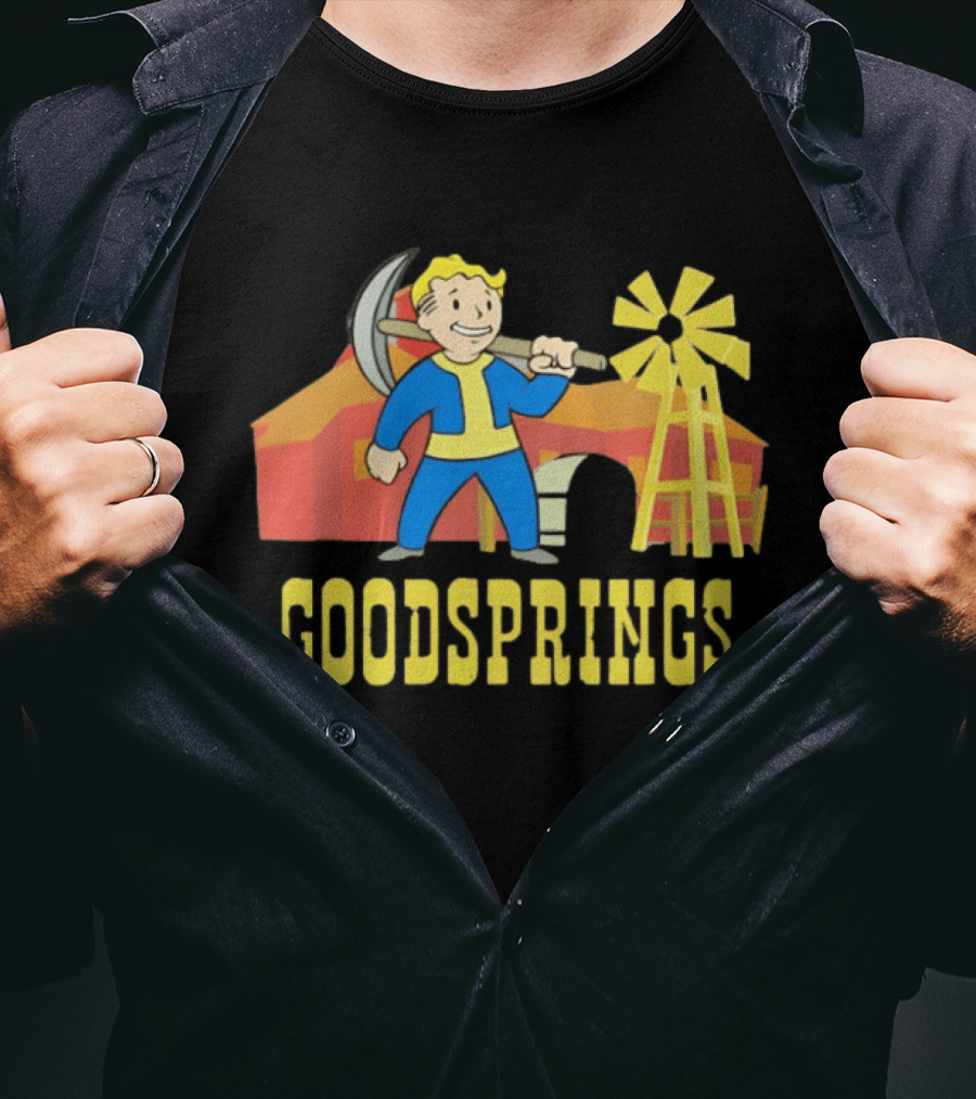 Vault Boy Goodsprings Fallout Windmill Pickaxe T-Shirt