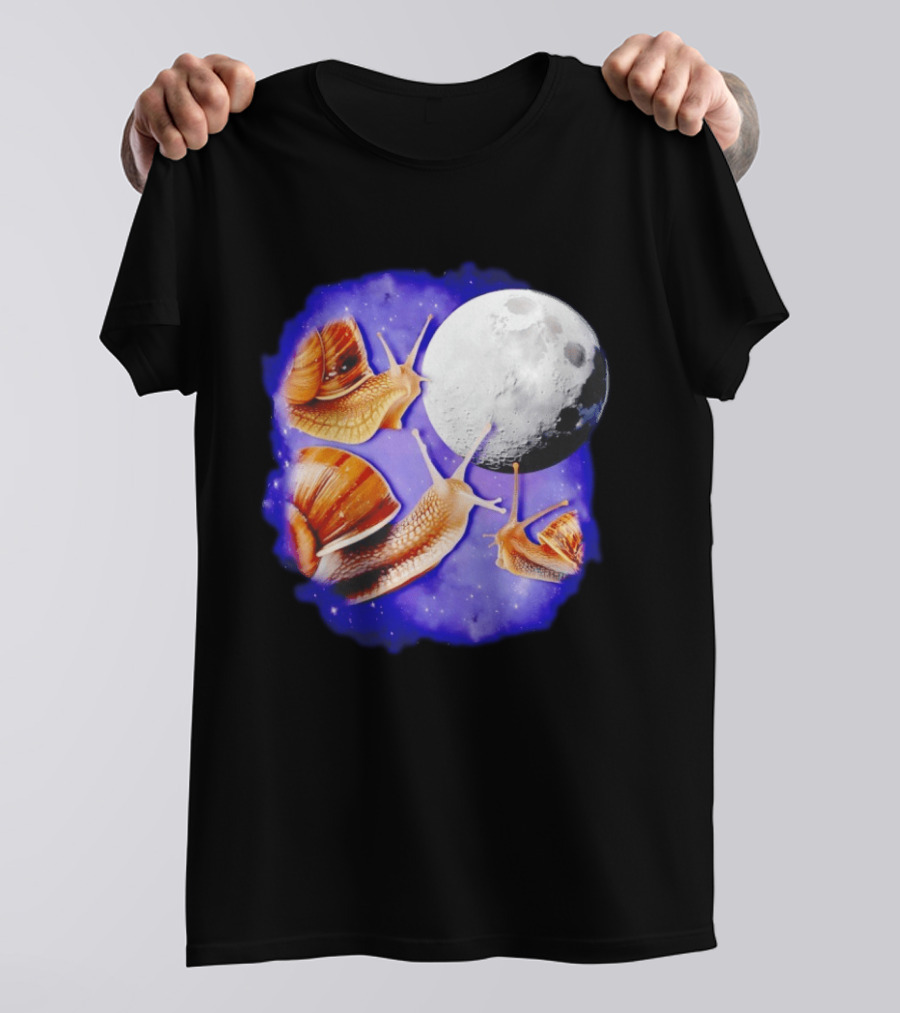 Yearning Snails Moon Cosmic Dreamscape Snail Galaxy T-Shirt