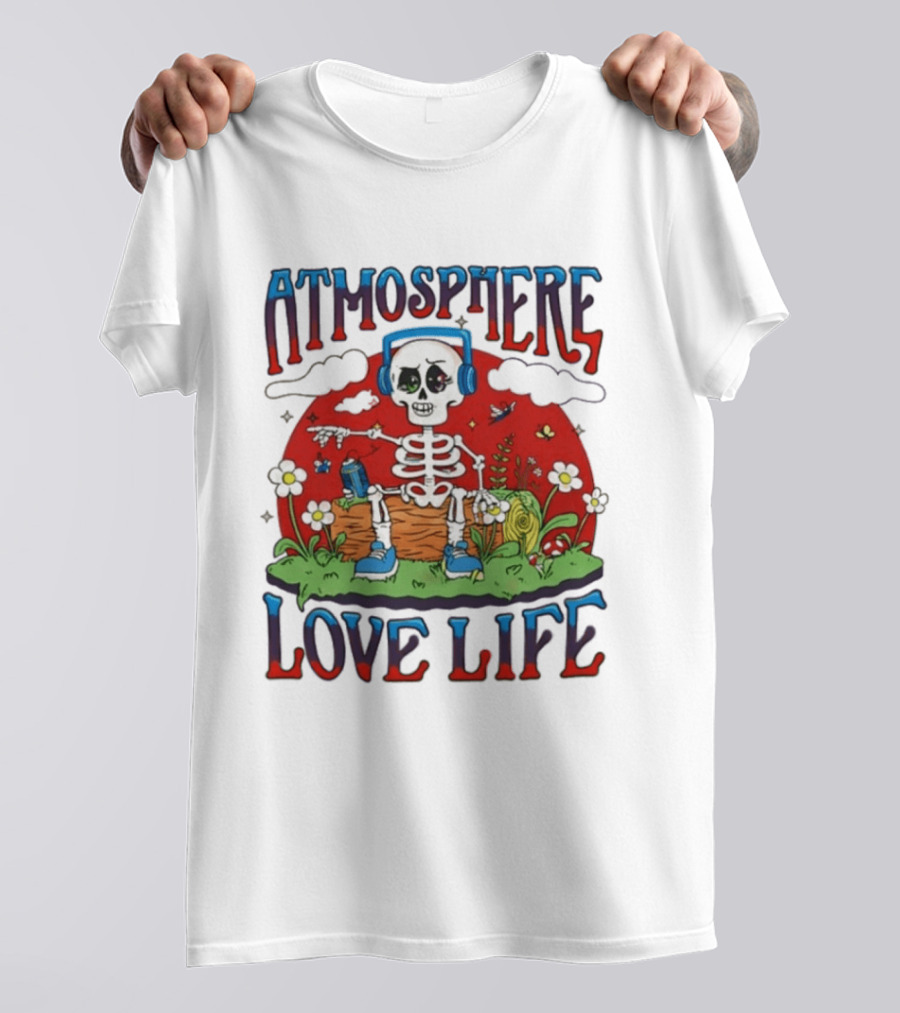 Atmosphere Love Life Skeleton Headphones Nature Scene T-Shirt