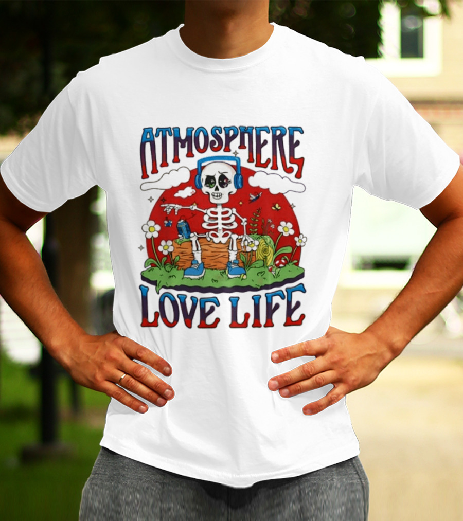 Atmosphere Love Life Skeleton Headphones Nature Scene T-Shirt