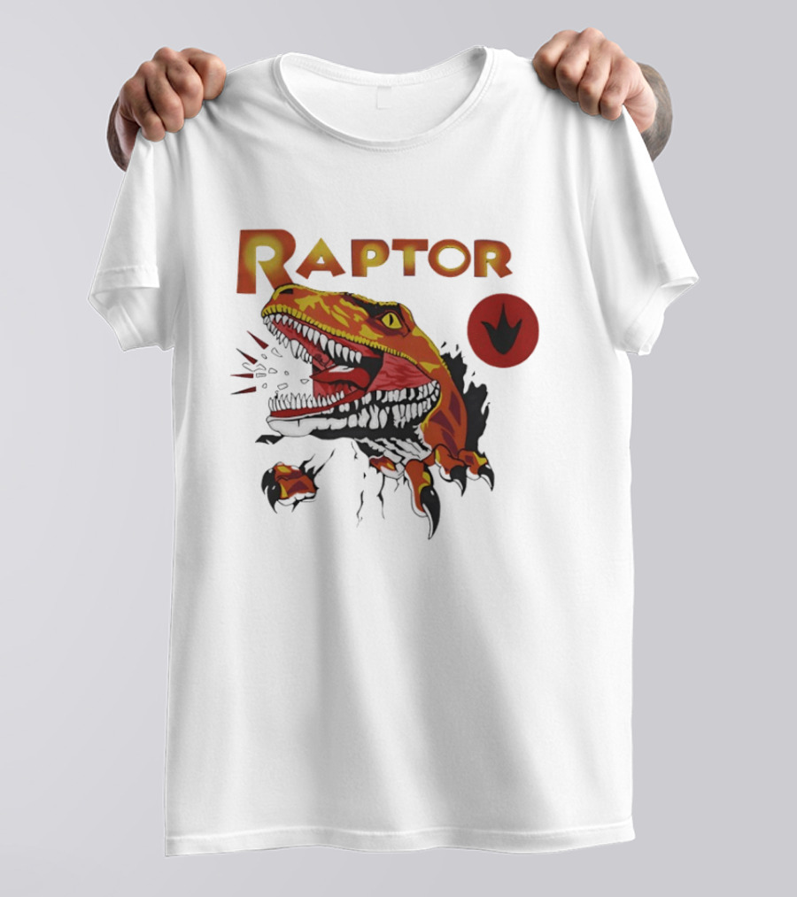 Raptor Ghost World Dinosaur Art Claw Print T-Shirt
